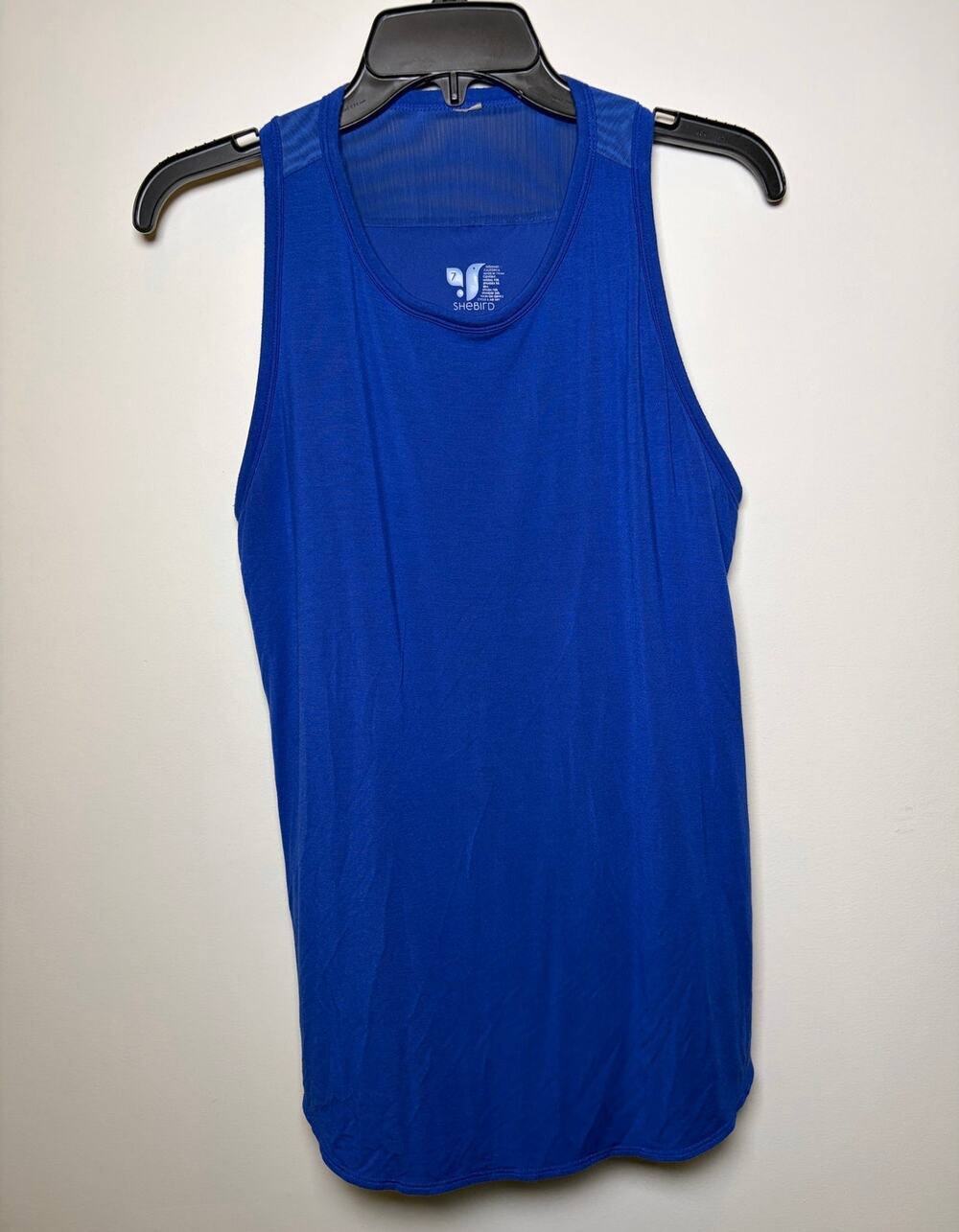 SheBird Size XL-7 Blue Modal Athletic Tank Top Built In Shelf Bra Stretch